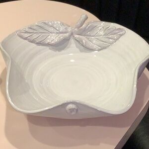 White Ceramic Leaf Accent Bowl - Brand Unknown